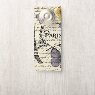Affichette De Porte tour eiffel de paris, papillon rustique vintage