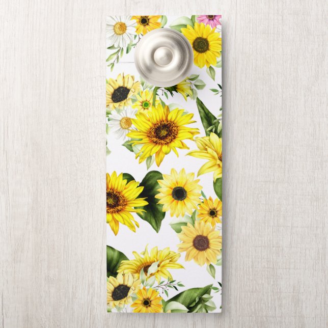 Affichette De Porte Tournesol à l'aquarelle 7 (Sur le bouton)