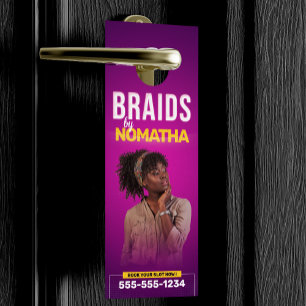Affichette De Porte Tresses et Perruques Violettes Vibrantes Salon de