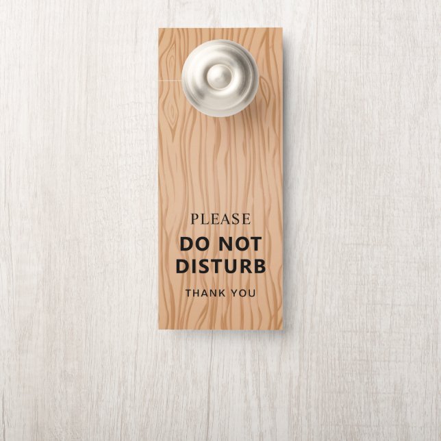 Affichette De Porte Welcome and Do Not Disturb Wood Pattern (Sur le bouton)