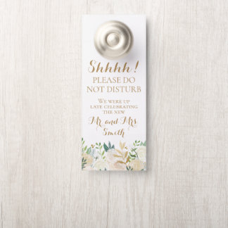 Affichettes de porte Mariages Gold White Flower