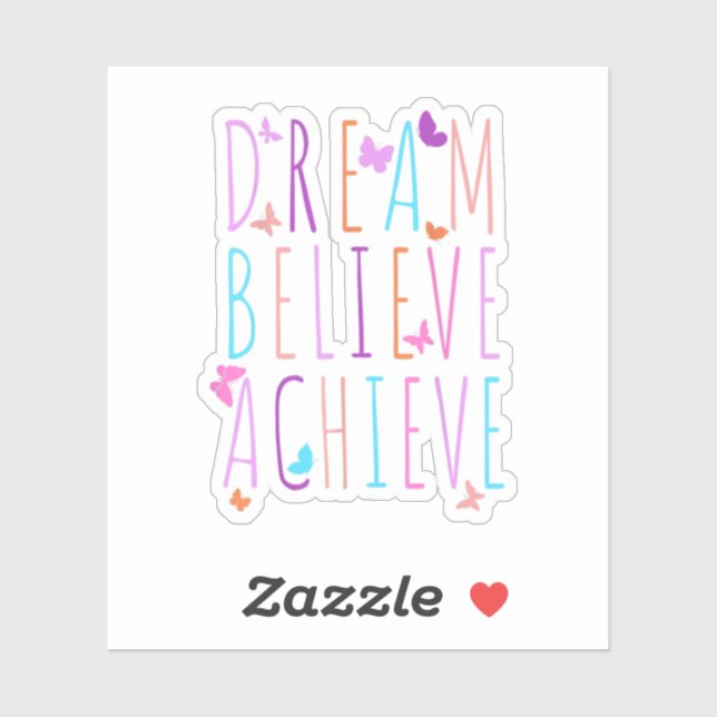 Affirmation Butterfly Dream Believe Achieve Aufkleber (Blatt)