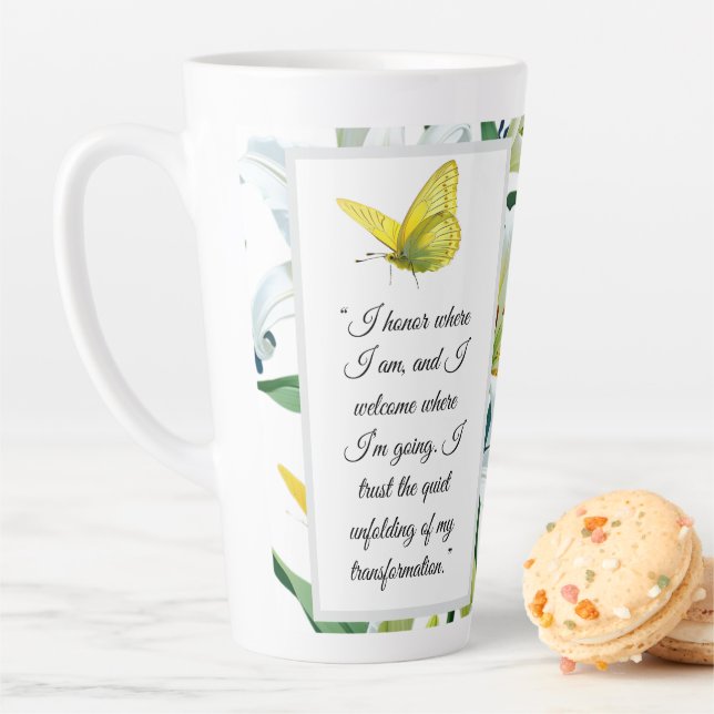 Affirmation Latte Tasse Yellow Butterfly White Lil (Beispiel)