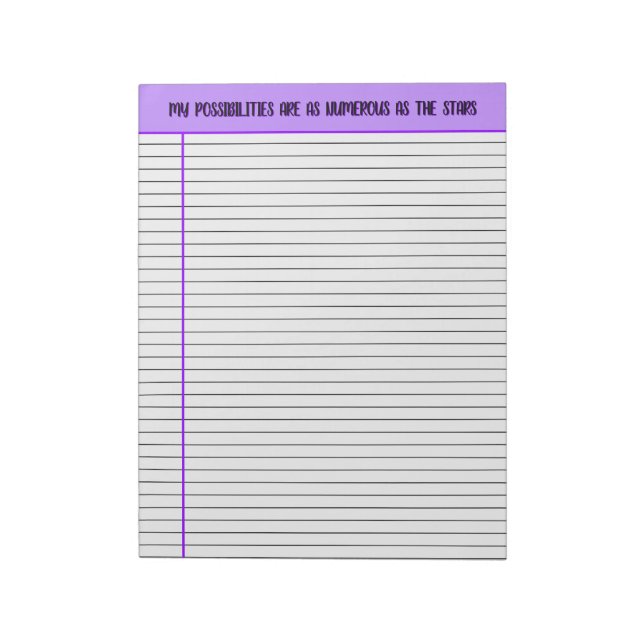 Affirmation Lined Notepad, Lila und schwarz Notizblock (Rotiert)