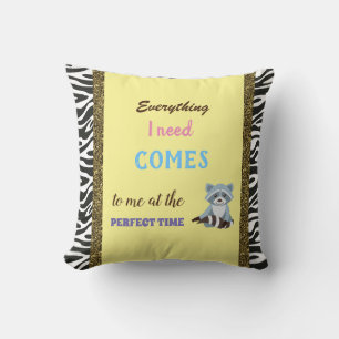 Affirmation, raccoon, goldene Linien Kissen