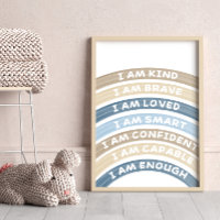 Affirmation Rainbow Poster Brown&Navy