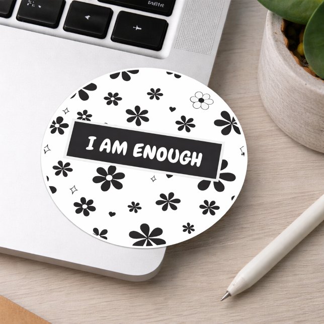 Affirmation Sticker | Black Floral Motivational (Von Creator hochgeladen)