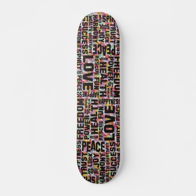 affirmations black - heart pattern skateboard (Vorne)