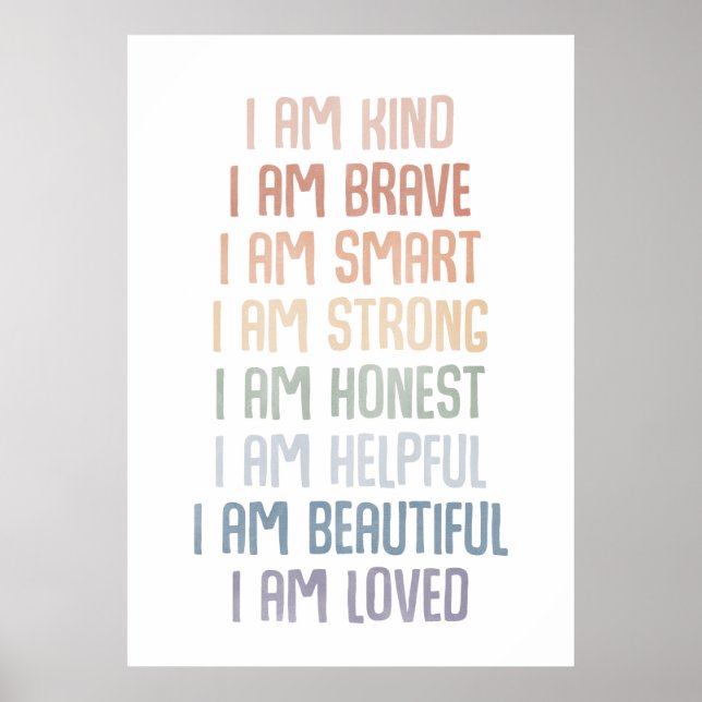 Affirmations for Kids, Rainbow Affirmations Poster (Vorne)