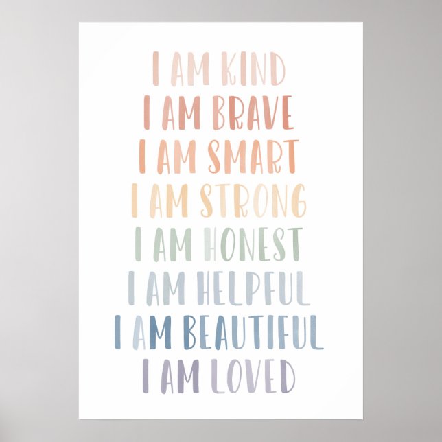 Affirmations for Kids, Rainbow Affirmations Poster (Vorne)
