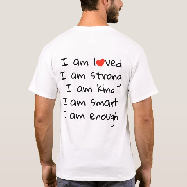 Affirmations Heart Typografy Red Black T-Shirt (Rückseite)