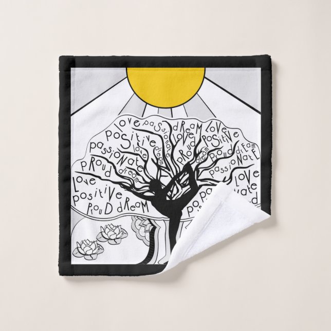 Affirmations Yoga Tree Towel (Gant de toilette)