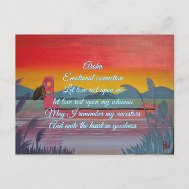 Affirmationskarte aroha (Liebe) Postkarte (Vorderseite)