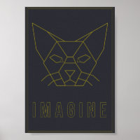 Affirmationsposter mit Origami-Gelber Katze