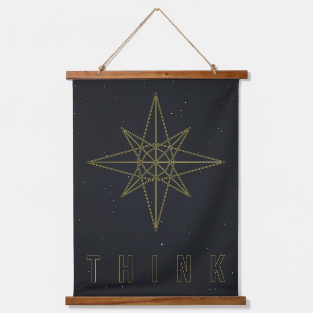 Affirmative poster des gelben Origami-Stern zu den Wandteppich Mit Holzrahmen (Vorderseite)