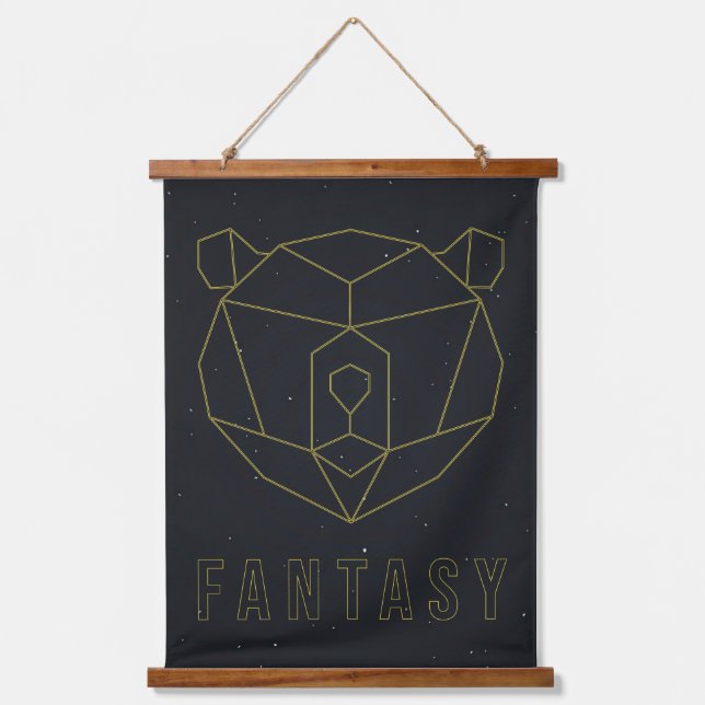 Affirmative poster gelbes Origami Bären Fantasie Wandteppich Mit Holzrahmen (Vorderseite)