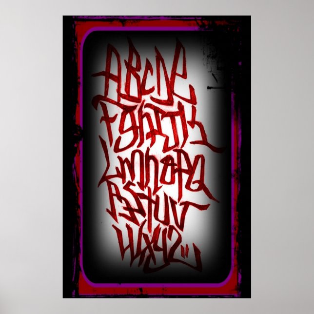 Affisch - Alfabet graffitti - röd Poster (Vorne)