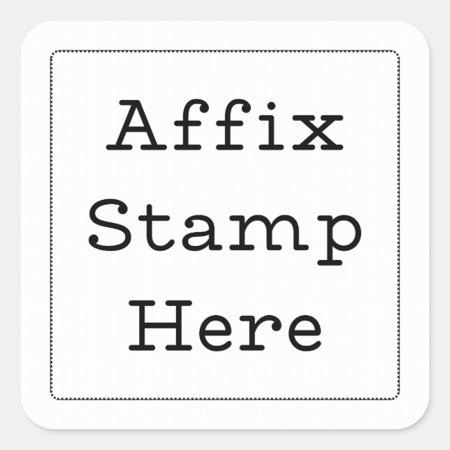 Affix-Briefmarke hier Quadratischer Aufkleber (Vorderseite)