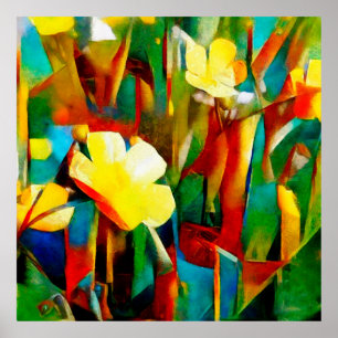 Affodien. Abstrakte Blumenkomposition in einem Wür Poster