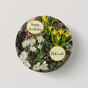 Affodis & Crocus Geburtstag Button