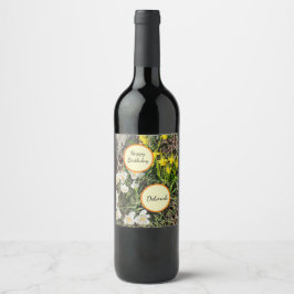 Affodis & Crocus Geburtstag Weinetikett