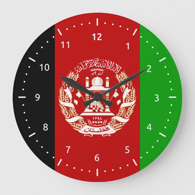 Afghan flag Wall Clocks Große Wanduhr (Vorderseite)