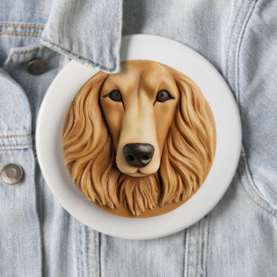 Afghan Hound 3D Inspiriert Button