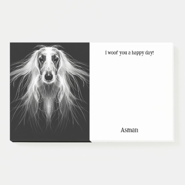 Afghan Hound Abstrakt Art Dog Name Post-it Klebezettel (Vorderseite)
