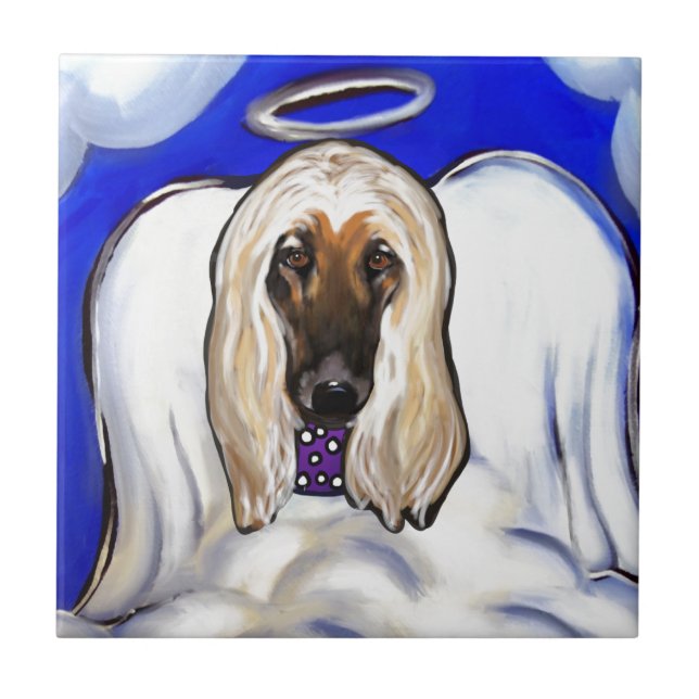 Afghan Hound Angel Fliese (Vorderseite)