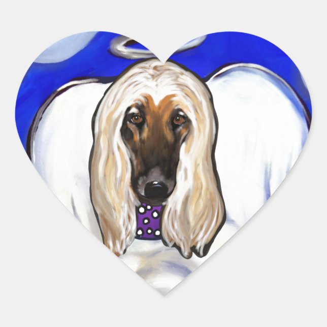 Afghan Hound Angel Herz-Aufkleber (Vorderseite)