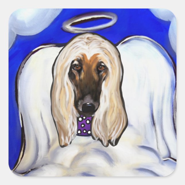 Afghan Hound Angel Quadratischer Aufkleber (Vorderseite)