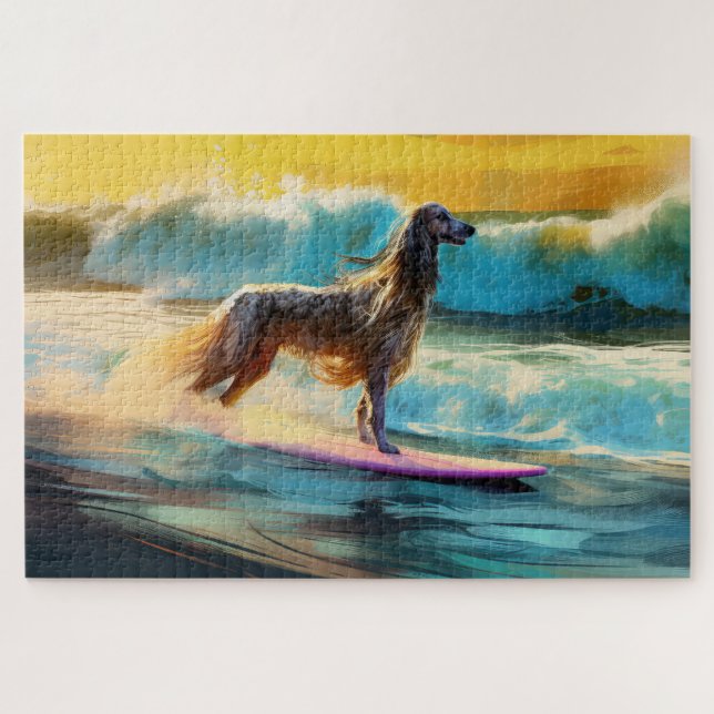 Afghan Hound Beach Surfmalerei (Horizontal)