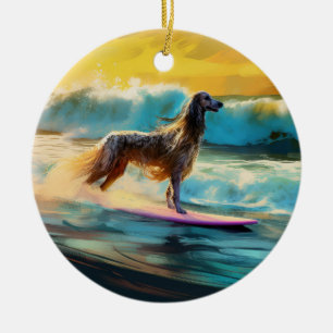 Afghan Hound Beach Surfmalerei Keramik Ornament