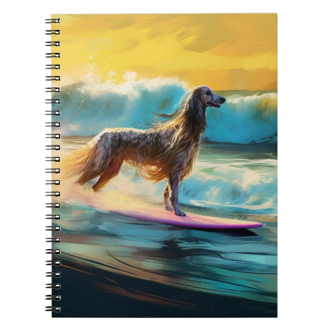 Afghan Hound Beach Surfmalerei Notizblock (Vorderseite)