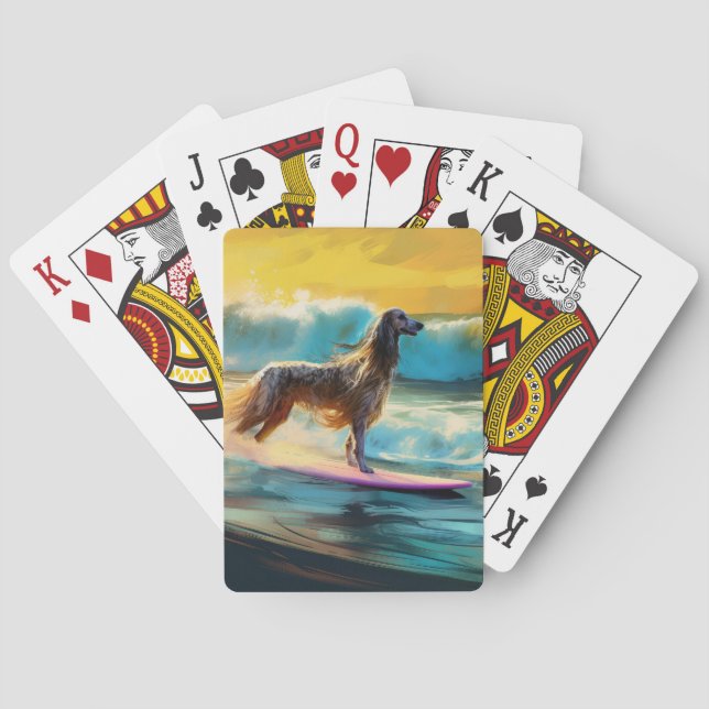 Afghan Hound Beach Surfmalerei Spielkarten (Rückseite)