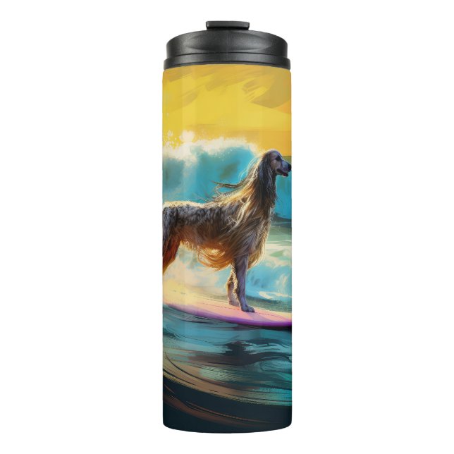 Afghan Hound Beach Surfmalerei Thermosbecher (Vorderseite)
