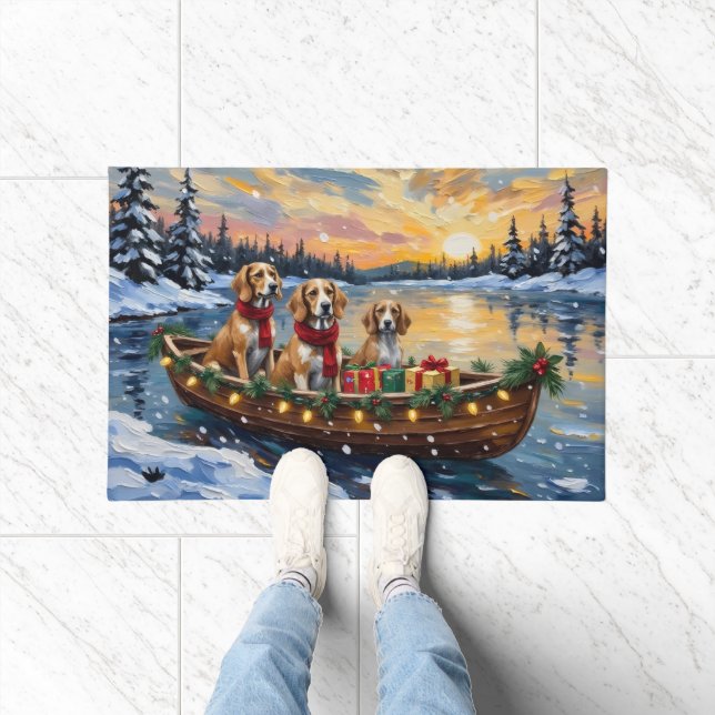 Afghan Hound Christmas Boat Holiday Fußmatte (Indoor)