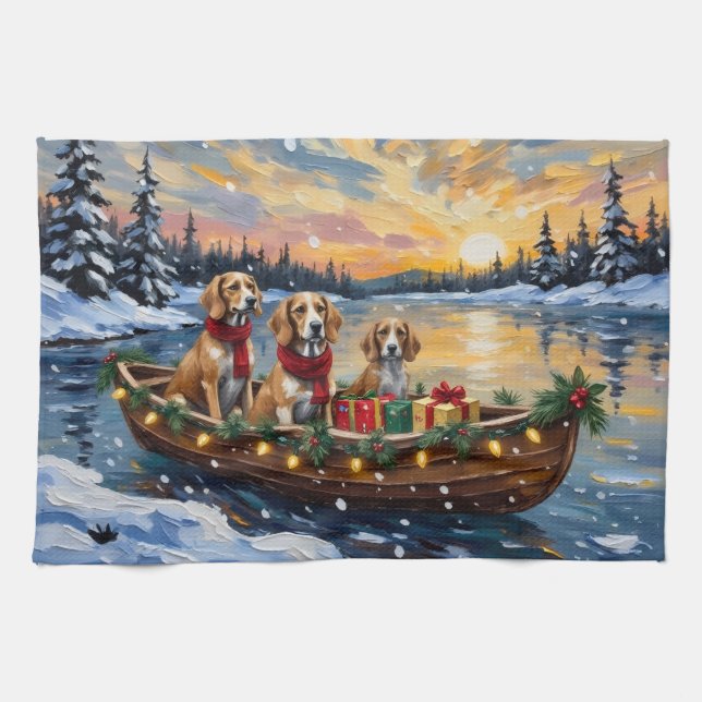 Afghan Hound Christmas Boat Holiday Geschirrtuch (Horizontal)