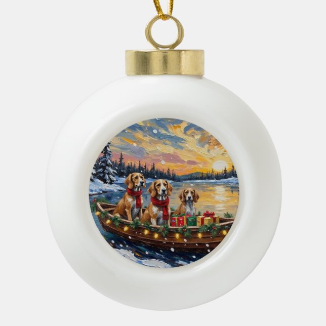 Afghan Hound Christmas Boat Holiday Keramik Kugel-Ornament (Vorderseite)