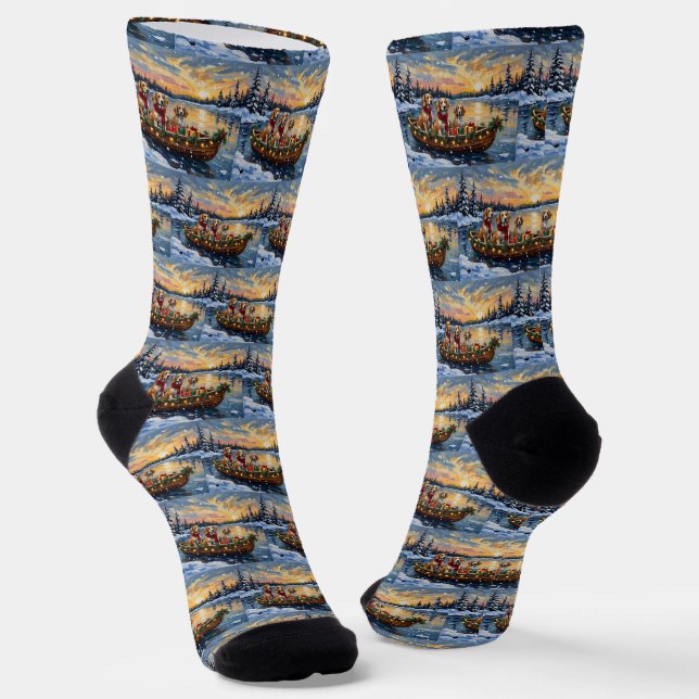 Afghan Hound Christmas Boat Holiday Socken (Gewinkelt)