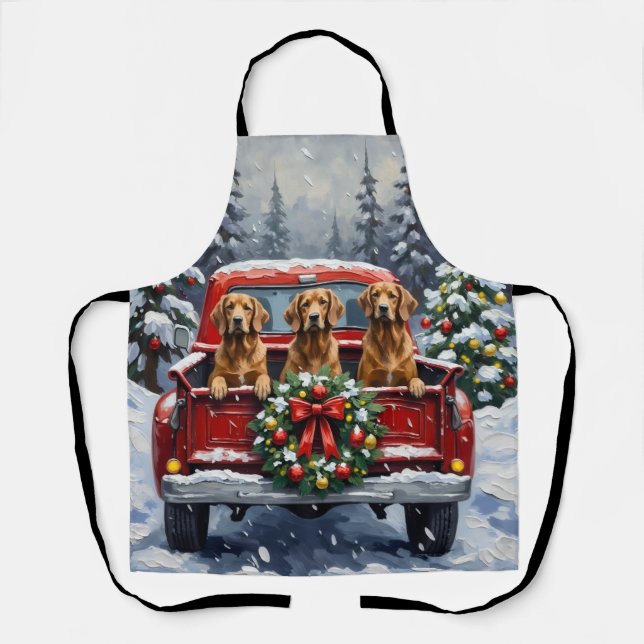 Afghan Hound Christmas Red Truck Holiday Schürze (Vorderseite)