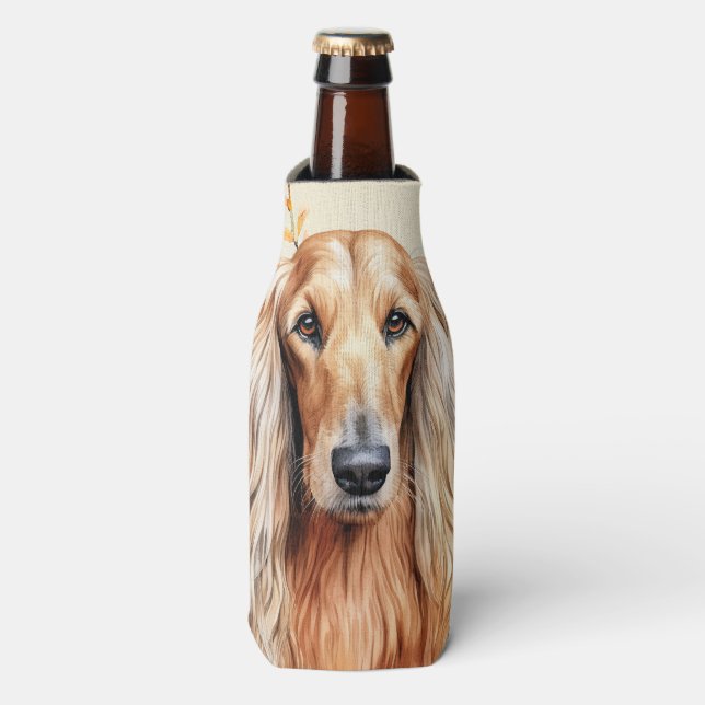 Afghan Hound Dog and Peach Lilies Flaschenkühler (Flaschenvorderseite)
