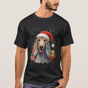 Afghan Hound Dog Santa Claus Hat Weihnachtsschnee T-Shirt
