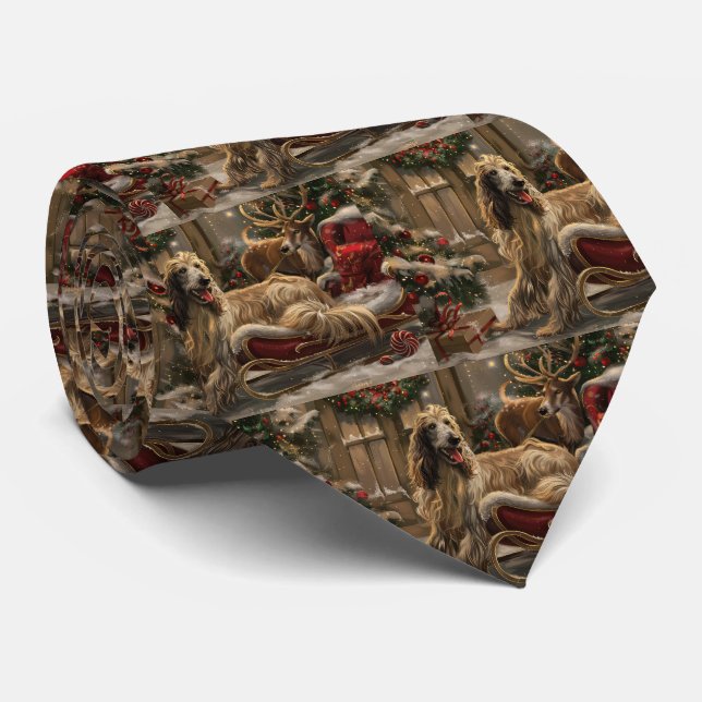 Afghan Hound Dog Weihnachtsfest Krawatte (Gerollt)