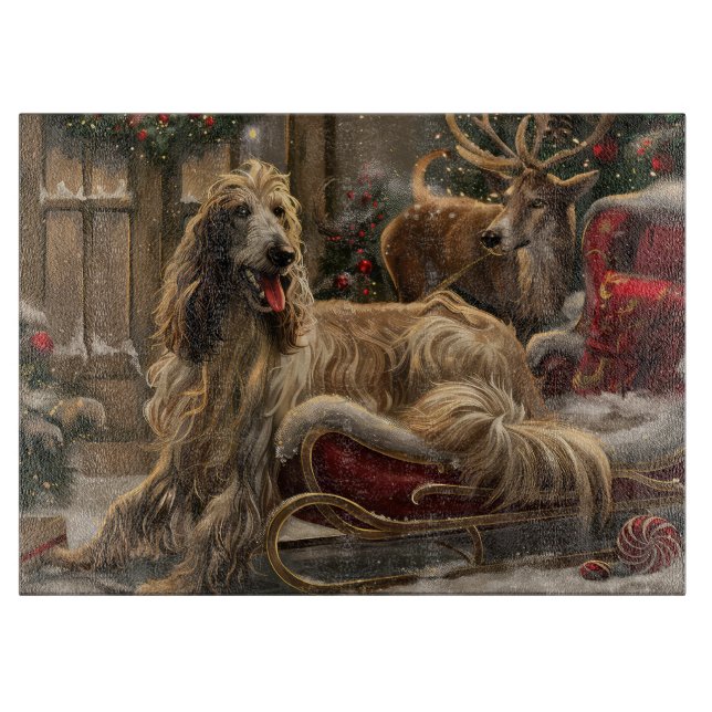 Afghan Hound Dog Weihnachtsfest Schneidebrett (Vorderseite)