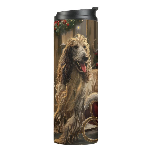 Afghan Hound Dog Weihnachtsfest Thermosbecher (Nach links gedreht)