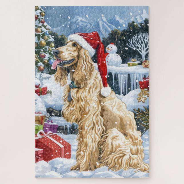 Afghan Hound Dog Winter Wunderland Weihnachtsfreud (Vertikal)
