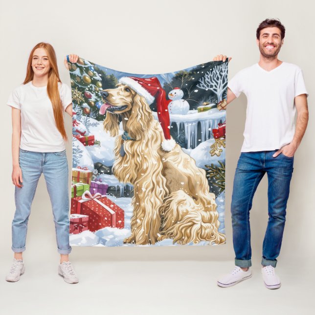 Afghan Hound Dog Winter Wunderland Weihnachtsfreud Fleecedecke (Beispiel)