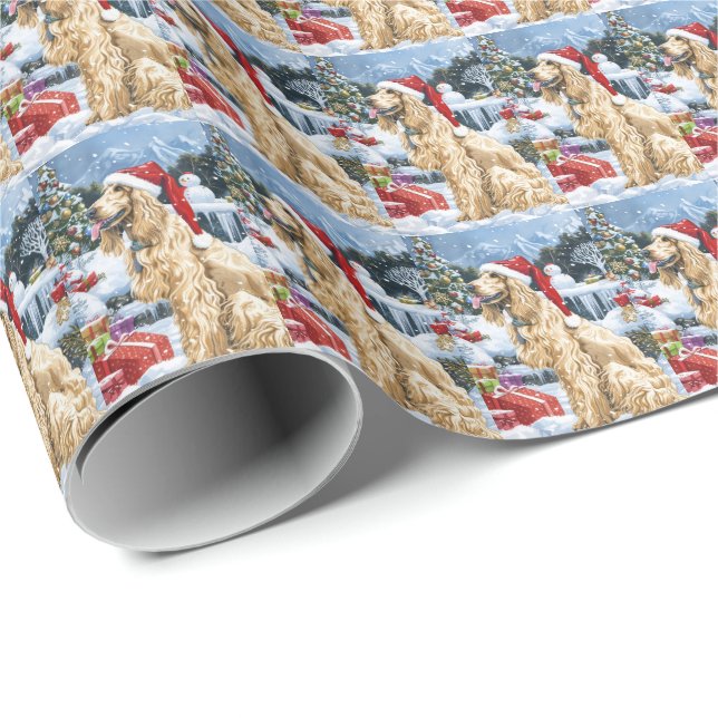 Afghan Hound Dog Winter Wunderland Weihnachtsfreud Geschenkpapier (Rolleneckpunkt)