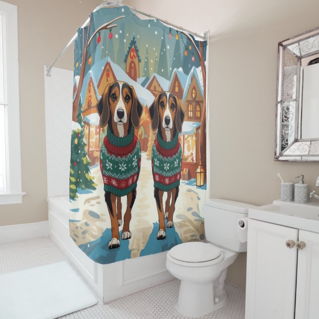 Afghan Hound Dogs Christmas Snow Holiday Duschvorhang (Beispiel)